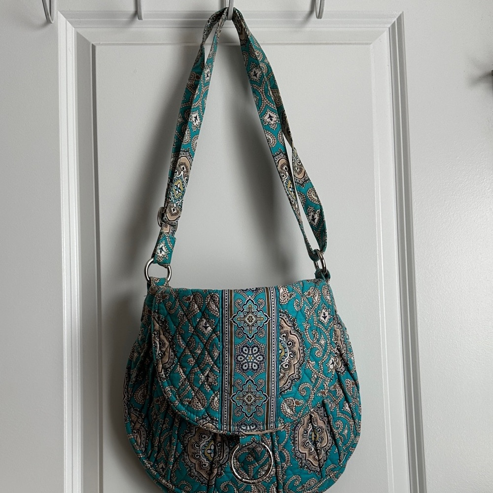 Vera Bradley Saddle Up crossbody bag in the Totally Turquoise pattern.